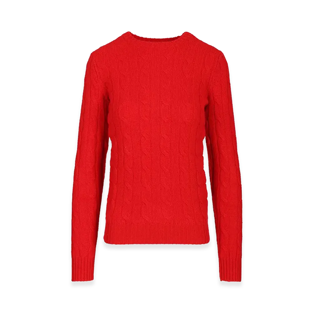 Polo Ralph Lauren Women's Cashmere Cable Knit Sweater "Red"
