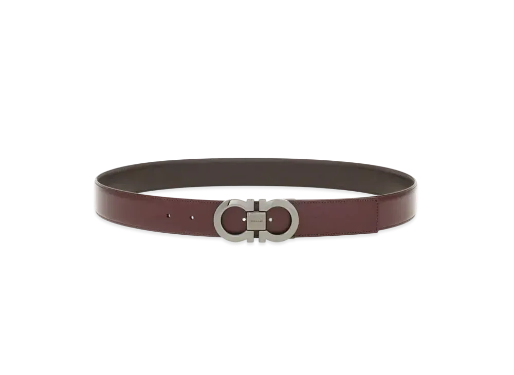 Salvatore Ferragamo Reversible and Adjustable Gancini Belt "Cordovan/Dark Brown"