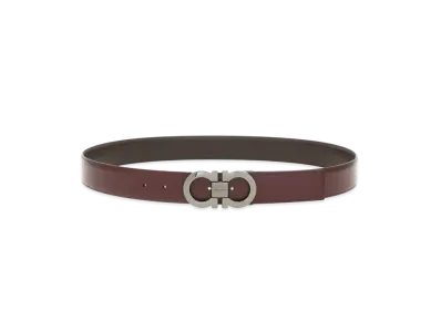 Salvatore Ferragamo Reversible and Adjustable Gancini Belt "Cordovan/Dark Brown"