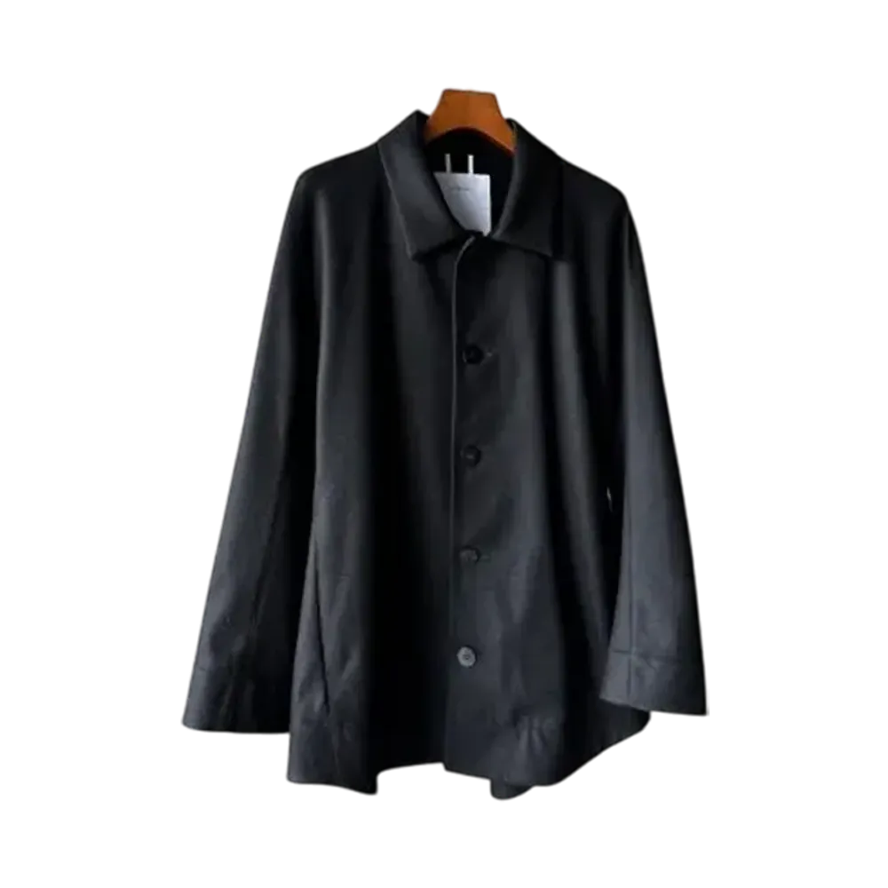 OVERCOAT Wool Flannel Over Shirt "Black"