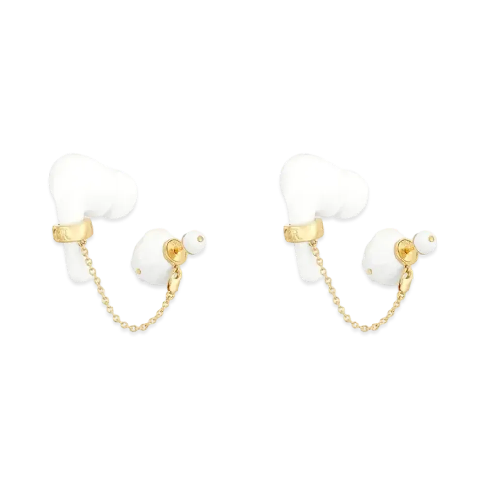 Dior D-Vibe DIOR Tribales Earrings FOR Headphones Gold-Finish Metal With White Matte Lacquer Pearls "Gold"