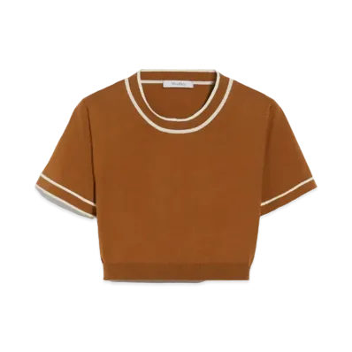 Max Mara Ushio Cotton Yarn Cropped Knit "Tobacco Brown"