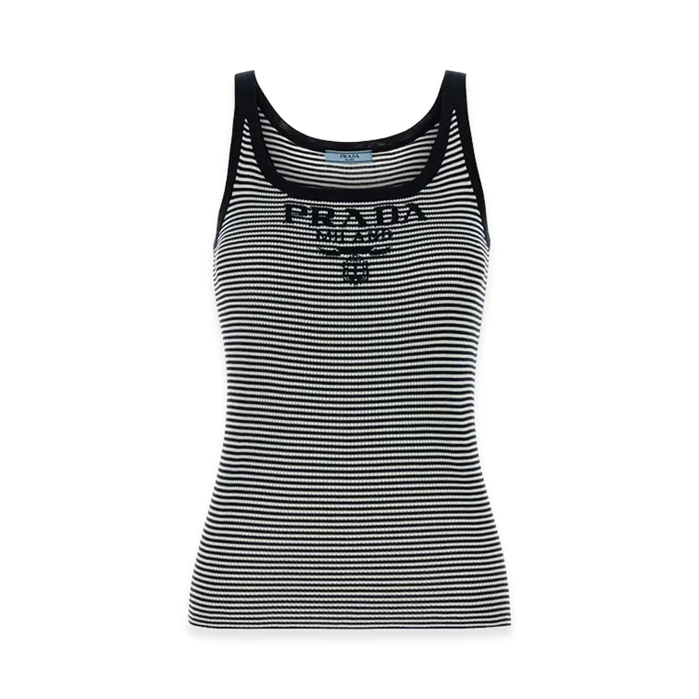 PRADA Women's Embroidesilk Tank Top "Stripped"