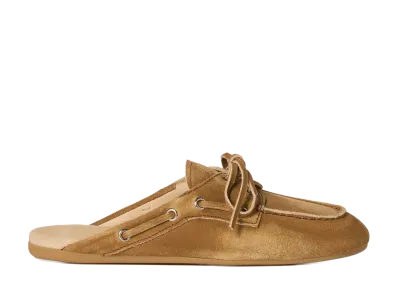 MIU MIU Women's Faded Suede Deck Mules "Cinnamon"