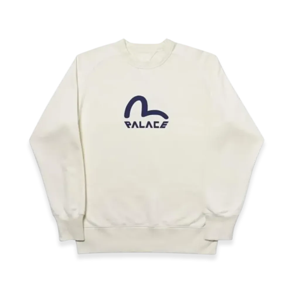 PALACE x Evisu Reversible Crew "Ecru"