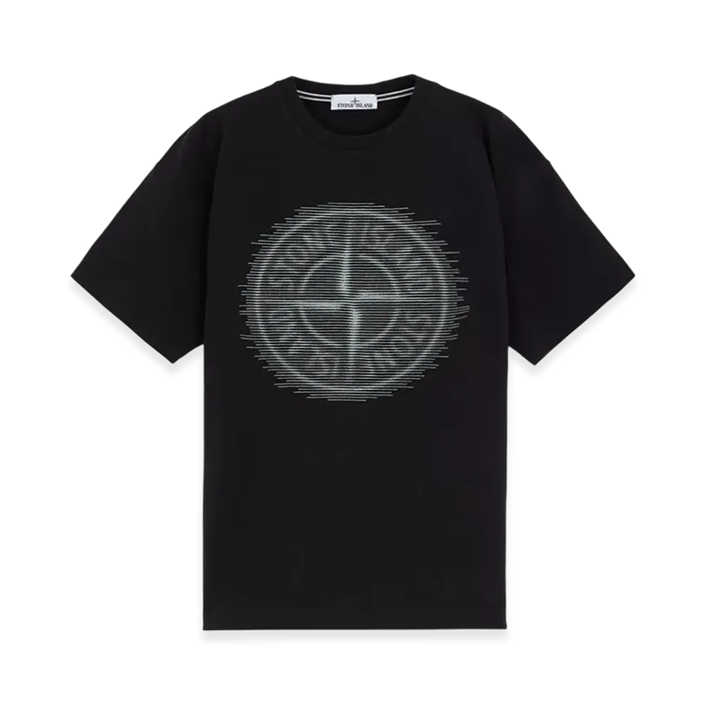 Stone Island 2RC87 24/2 Cotton Jersey T-Shirt with Optical Two Print - 24FW "Black"