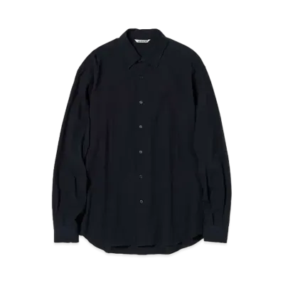 AURALEE Hard Twist Cotton Silk Viyella Shirt "Dark Navy"