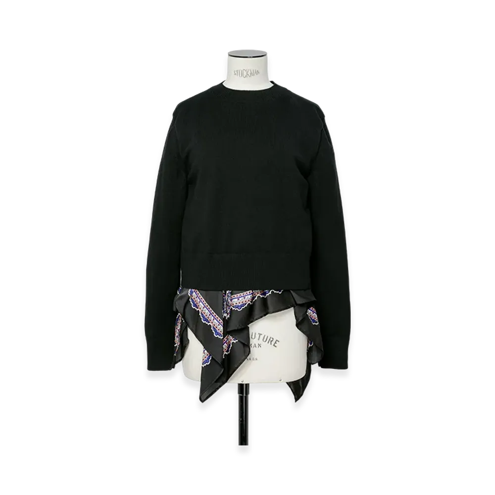 sacai Paisley Print x Wool Knit Pullover "Black/Black"
