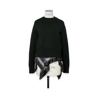 sacai Paisley Print x Wool Knit Pullover "Black/Black"