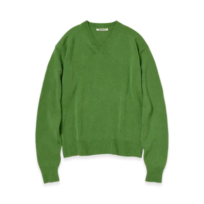 AURALEE Light Cashmere Knit V-Neck P/O "Green"