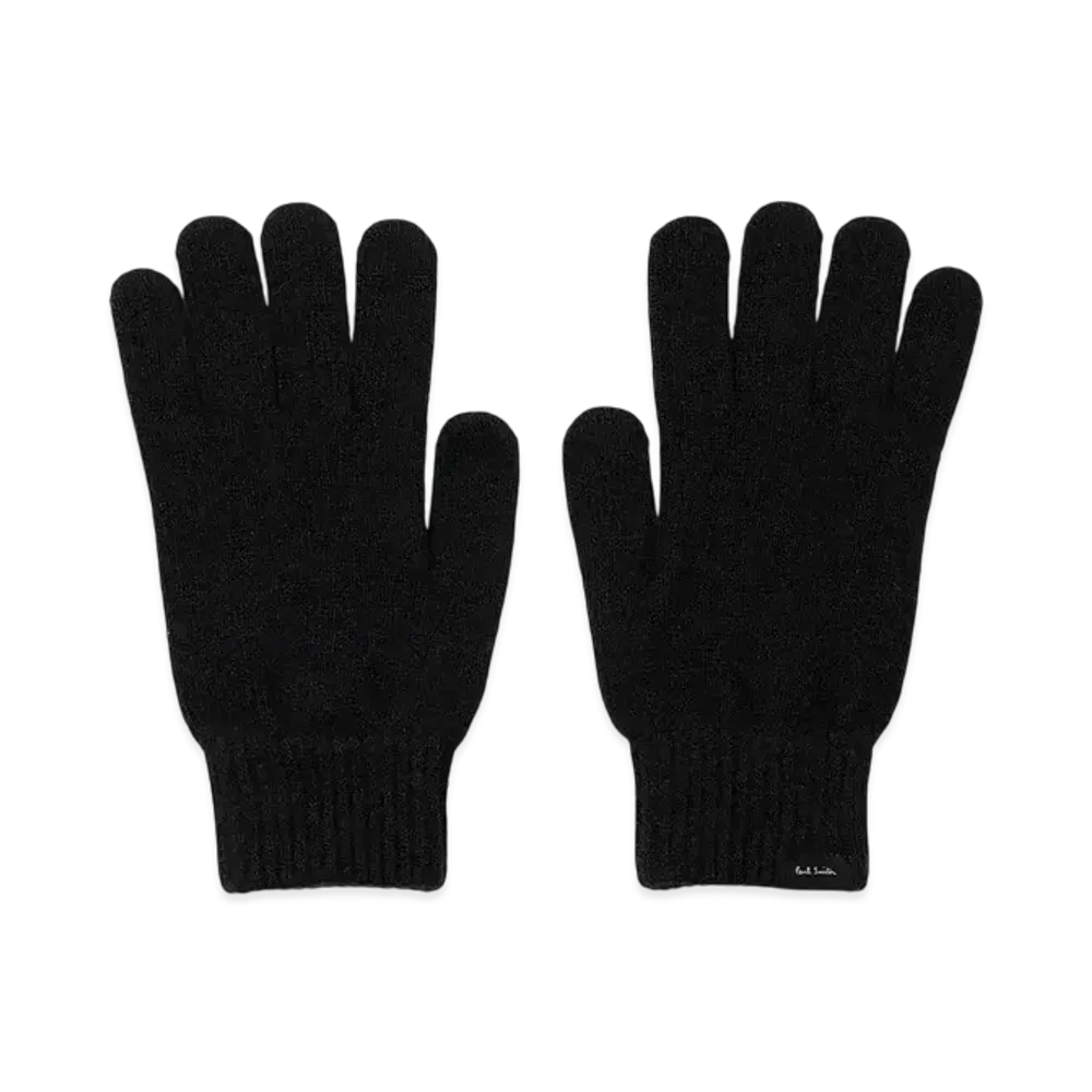 Paul Smith Logo Tab Knit Gloves "Black"