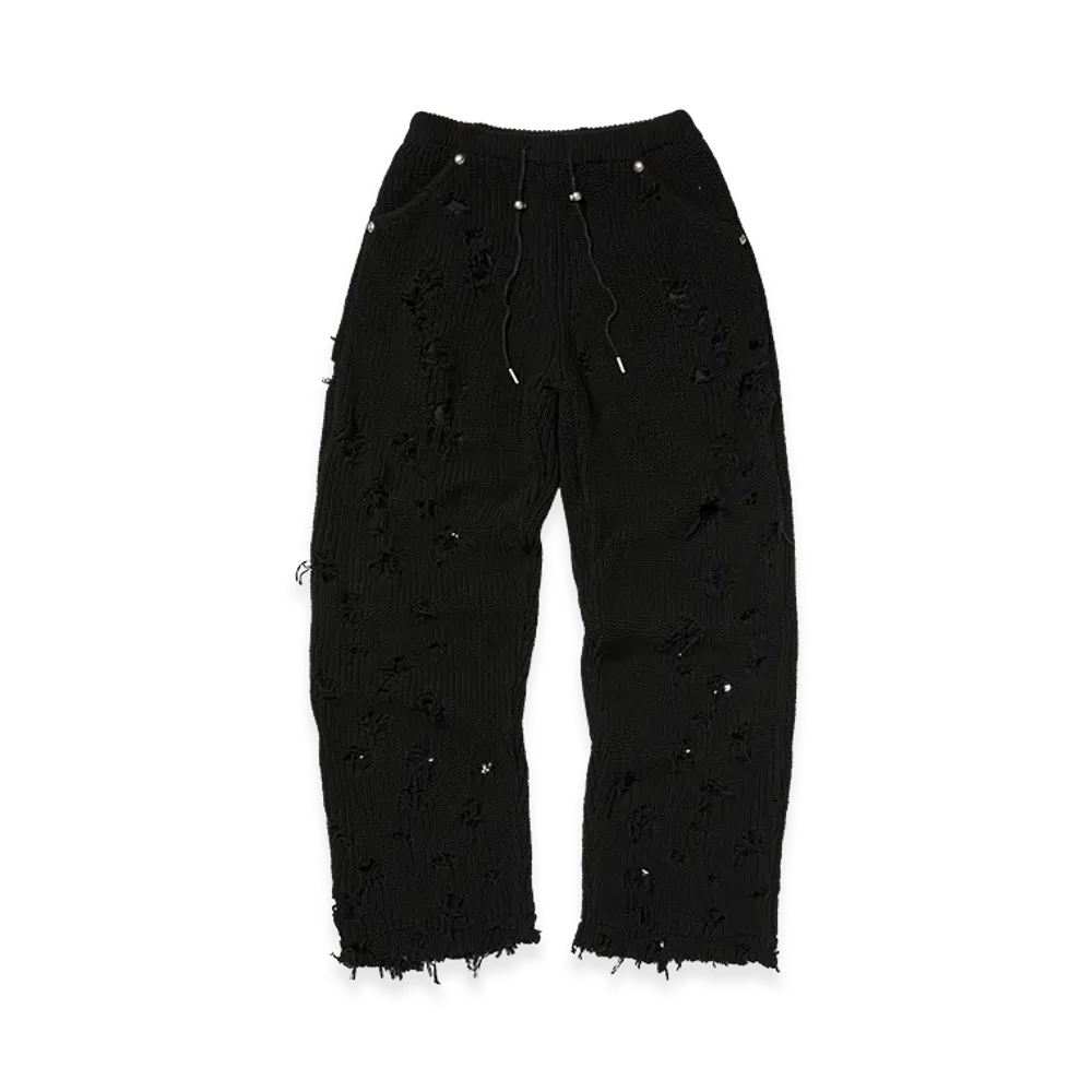 THUG CLUB TC Destroyed Knit Pants "Black"
