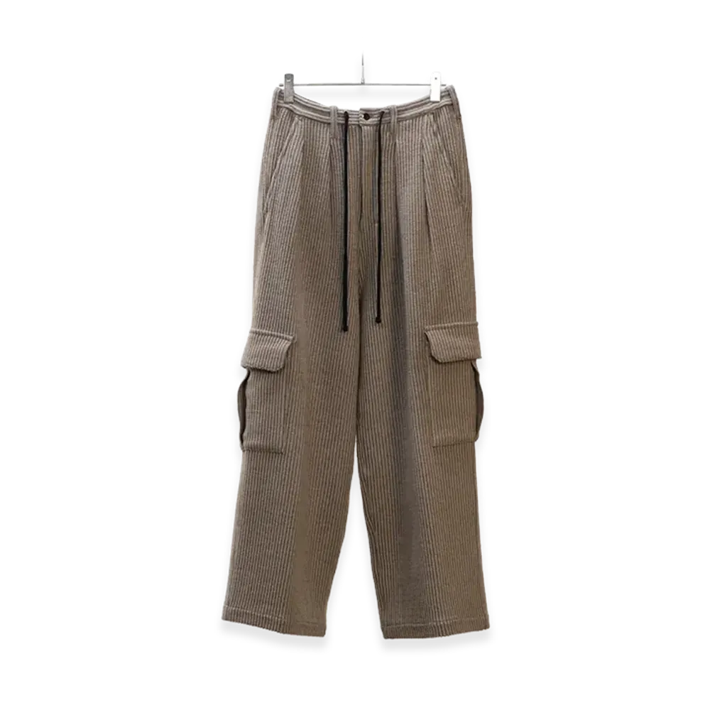 ANCELLM Wool Corduroy Cargo Slacks "Sand"