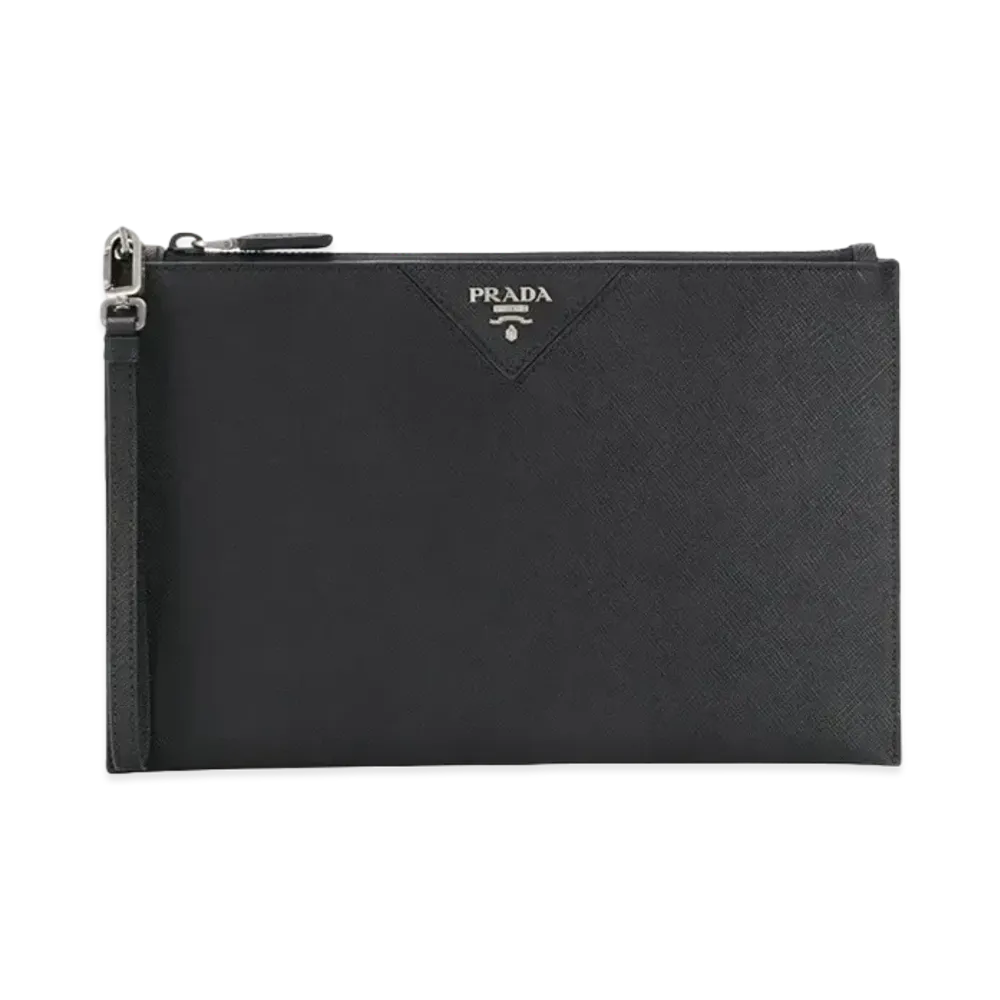 PRADA Saffiano Leather Pouch "Black"
