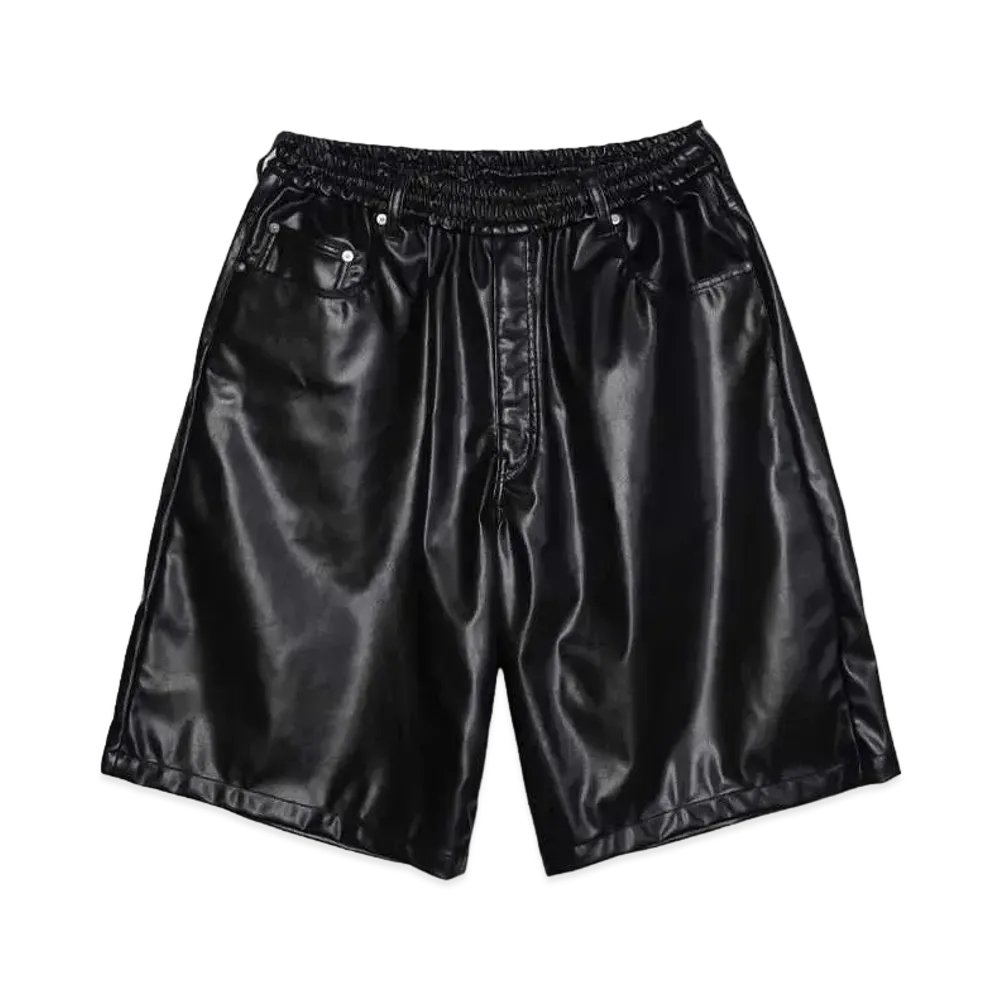 COOTIE PRODUCTIONS Faux Leather 5 Pocket Wide Easy Shorts "BLACK"