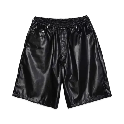 COOTIE PRODUCTIONS Faux Leather 5 Pocket Wide Easy Shorts "BLACK"