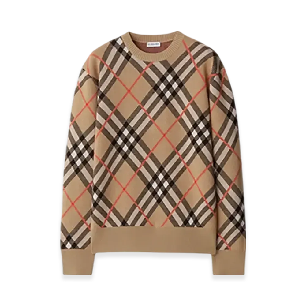 Burberry Check Wool Mohair Blend Sweater "Sand"