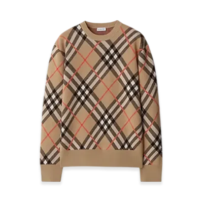 Burberry Check Wool Mohair Blend Sweater "Sand"