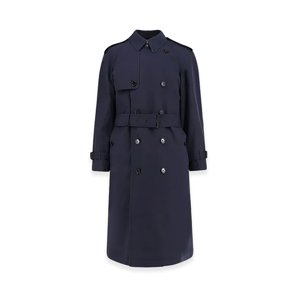 Burberry Trench Highbury In Misto Cotone "Blue"
