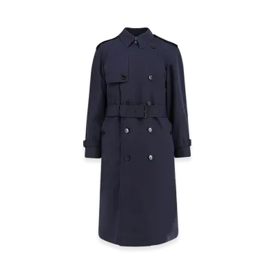 Burberry Trench Highbury In Misto Cotone "Blue"