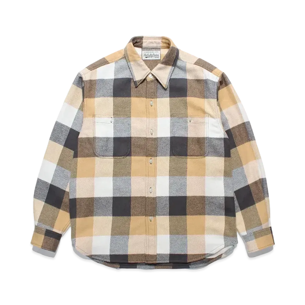 WACKO MARIA Block Check Flannel Shirt "Yellow"