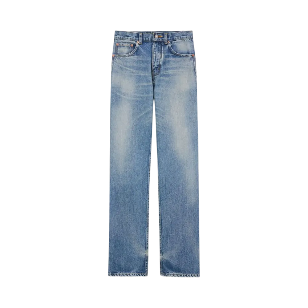 Saint Laurent Women's Straight Jeans "Benjamin Blue"