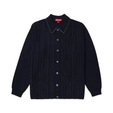 Supreme Herringbone Cardigan "Navy"