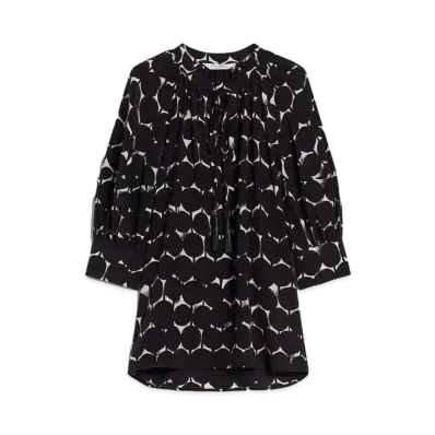 Max Mara Emi Pure Silk Twill Print Shirt "Black/White"