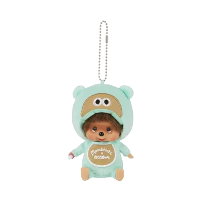 Sekiguchi Tanukyun x Monchhichi Kao-deka SS Keychain Tanukyun