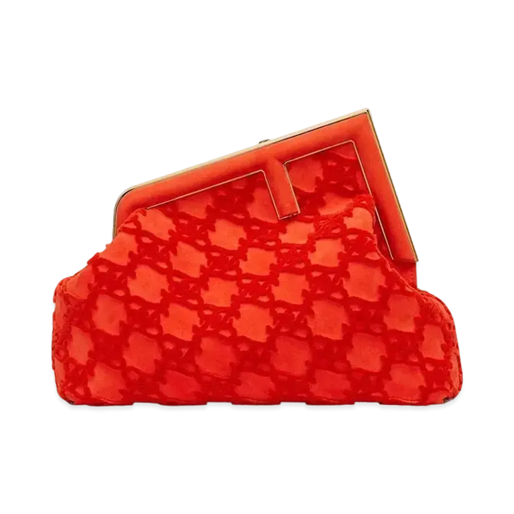 FENDI First Medium Suede Bag "Red"