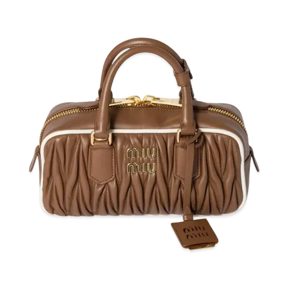 MIUMIU Arcadie Matelasse Nappa Leather Bag "Brown/White"