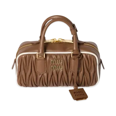 MIUMIU Arcadie Matelasse Nappa Leather Bag "Brown/White"