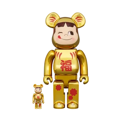 MEDICOM TOY "BEARBRICK" Daruma Peko-chan gold plated 100% & 400%