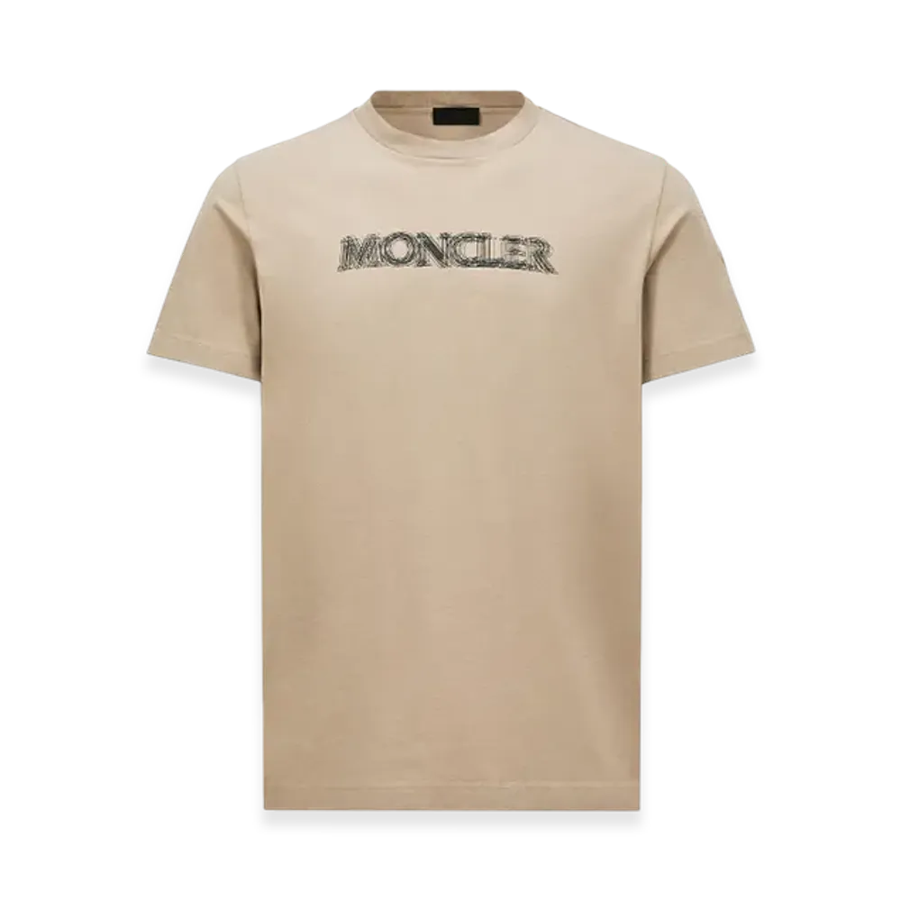 MONCLER Blurred Logo Cotton T-Shirt "Light Beige"