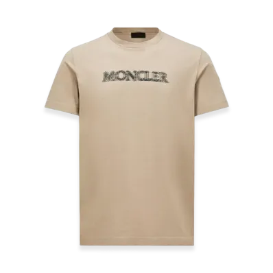 MONCLER Blurred Logo Cotton T-Shirt "Light Beige"