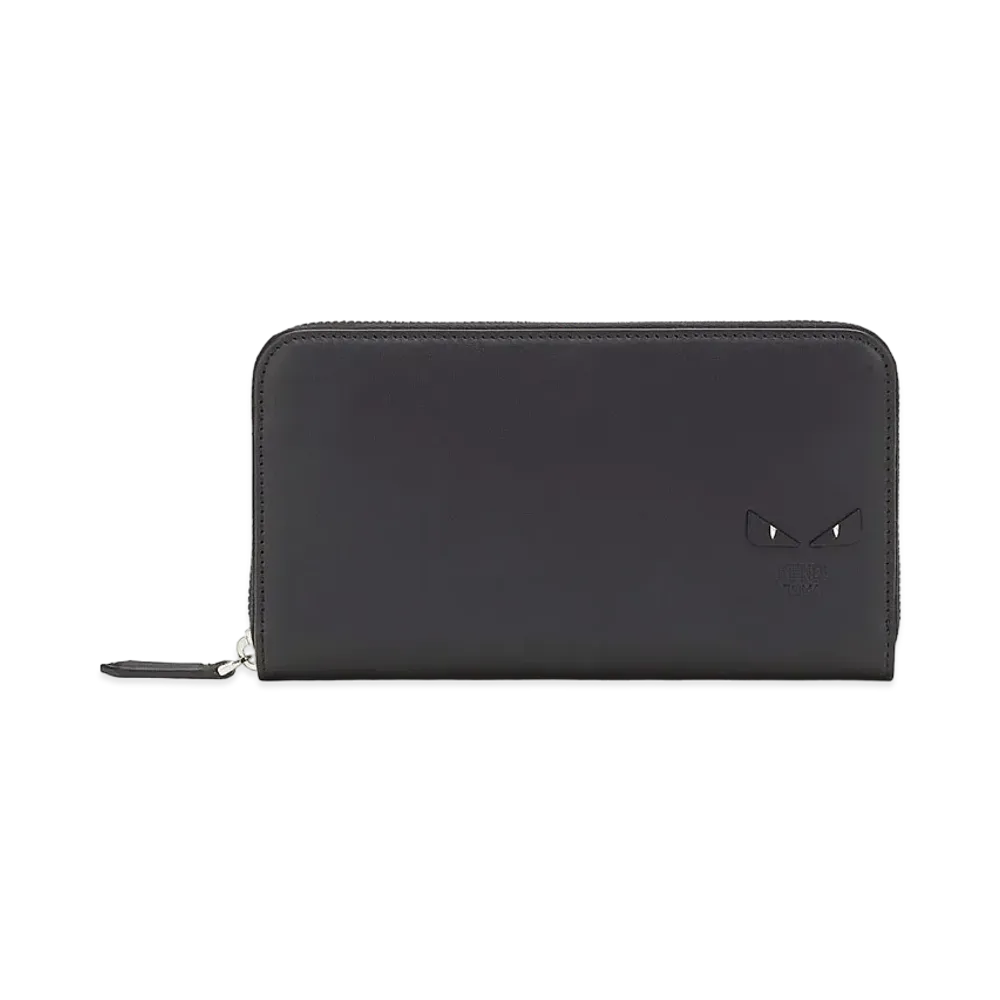 FENDI Zip-Around Wallet Smooth Leather Wallet "Black"