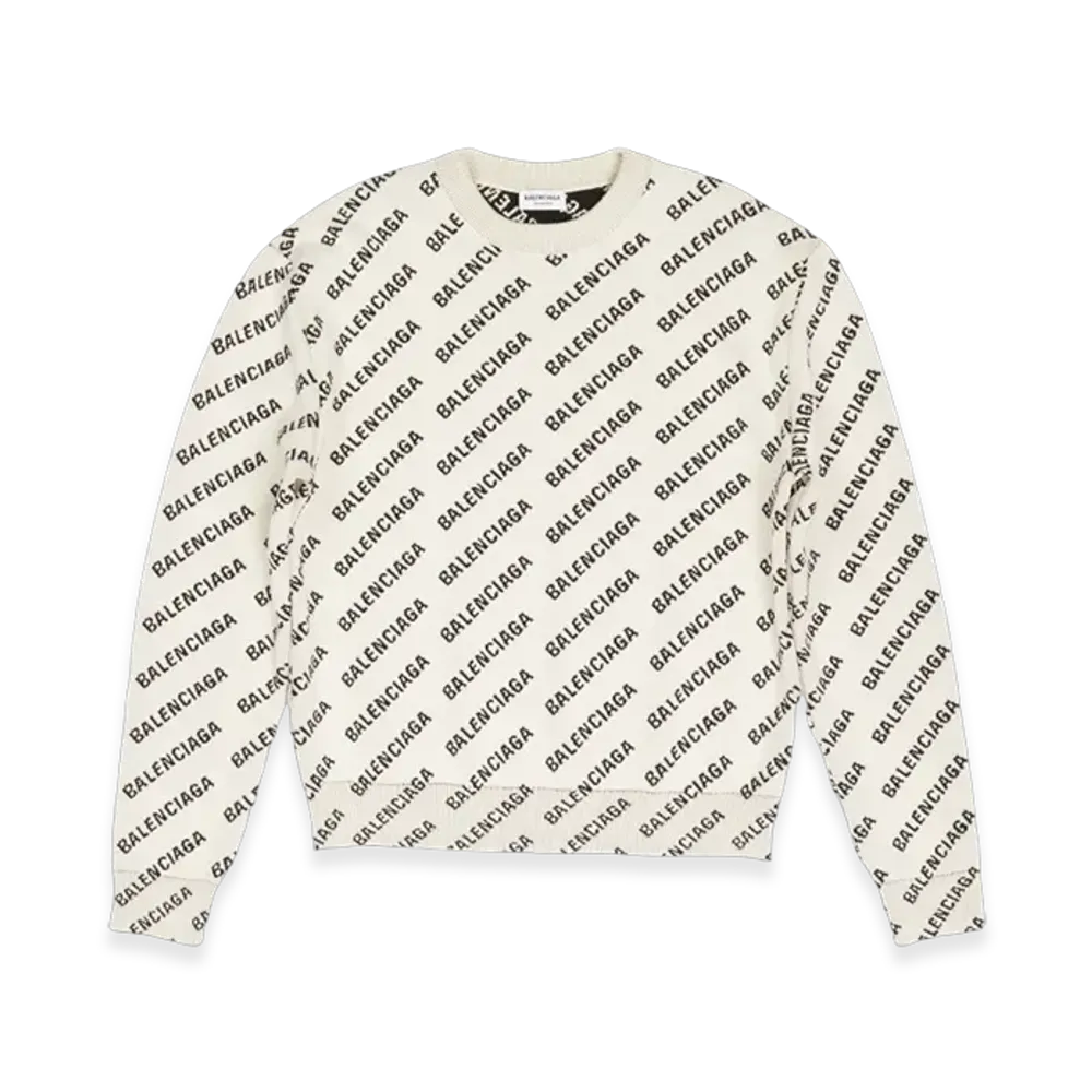 BALENCIAGA Women's Mini Allover Logo Sweater "Off White"