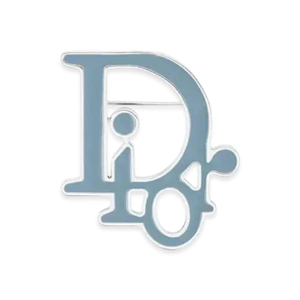 Dior Oblique Brooch Brass and Resin "Silver/Blue"