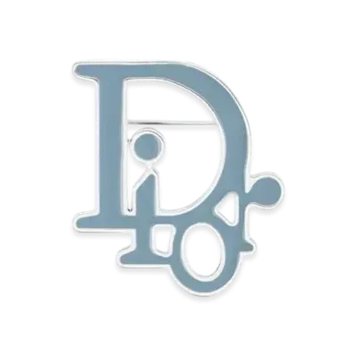 Dior Oblique Brooch Brass and Resin "Silver/Blue"