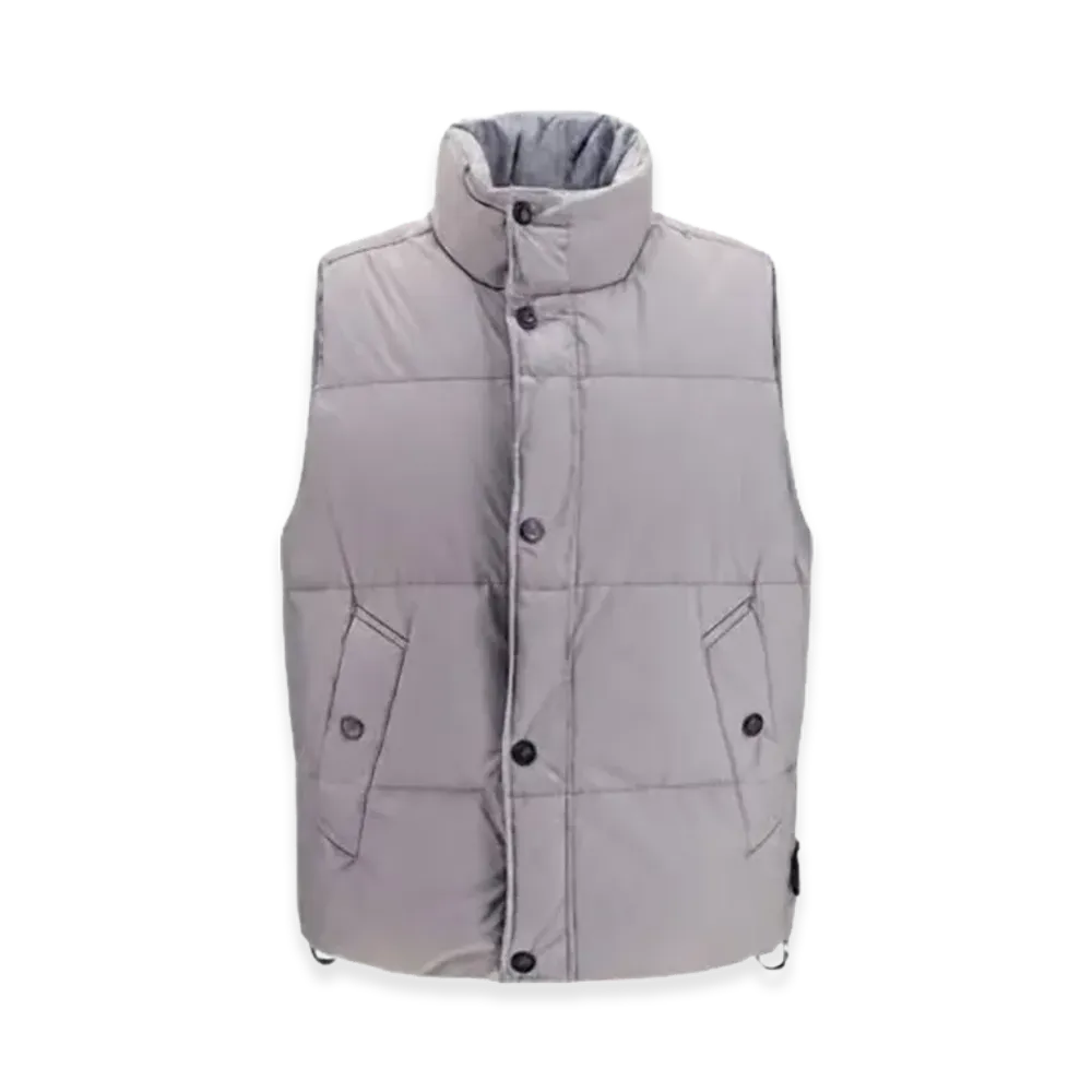 Stone Island Gilet Imbottito In Piuma Resistente Al Vento Con Antigoccia "Grey"