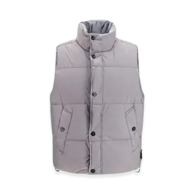 Stone Island Gilet Imbottito In Piuma Resistente Al Vento Con Antigoccia "Grey"