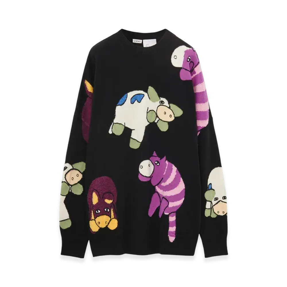 LOEWE x Howl's Moving Castle Magical Animals Sweater in Wool "Black/Multicolor"
