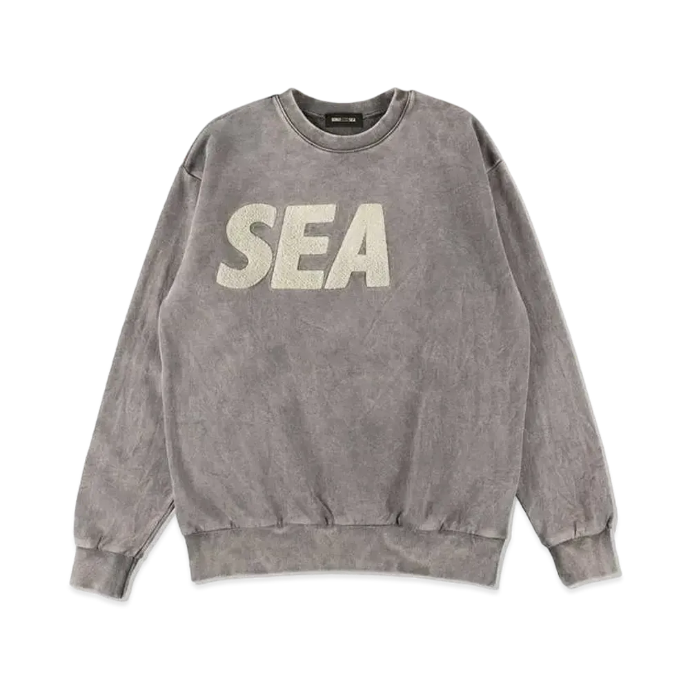 WIND AND SEA Sea Chenille EMB Sulfur Crew Neck "S Charcoal"