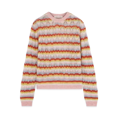 Maison Kitsune Striped Alpaca Lace Jumper "Pasture Rose/Wild Strawberry"
