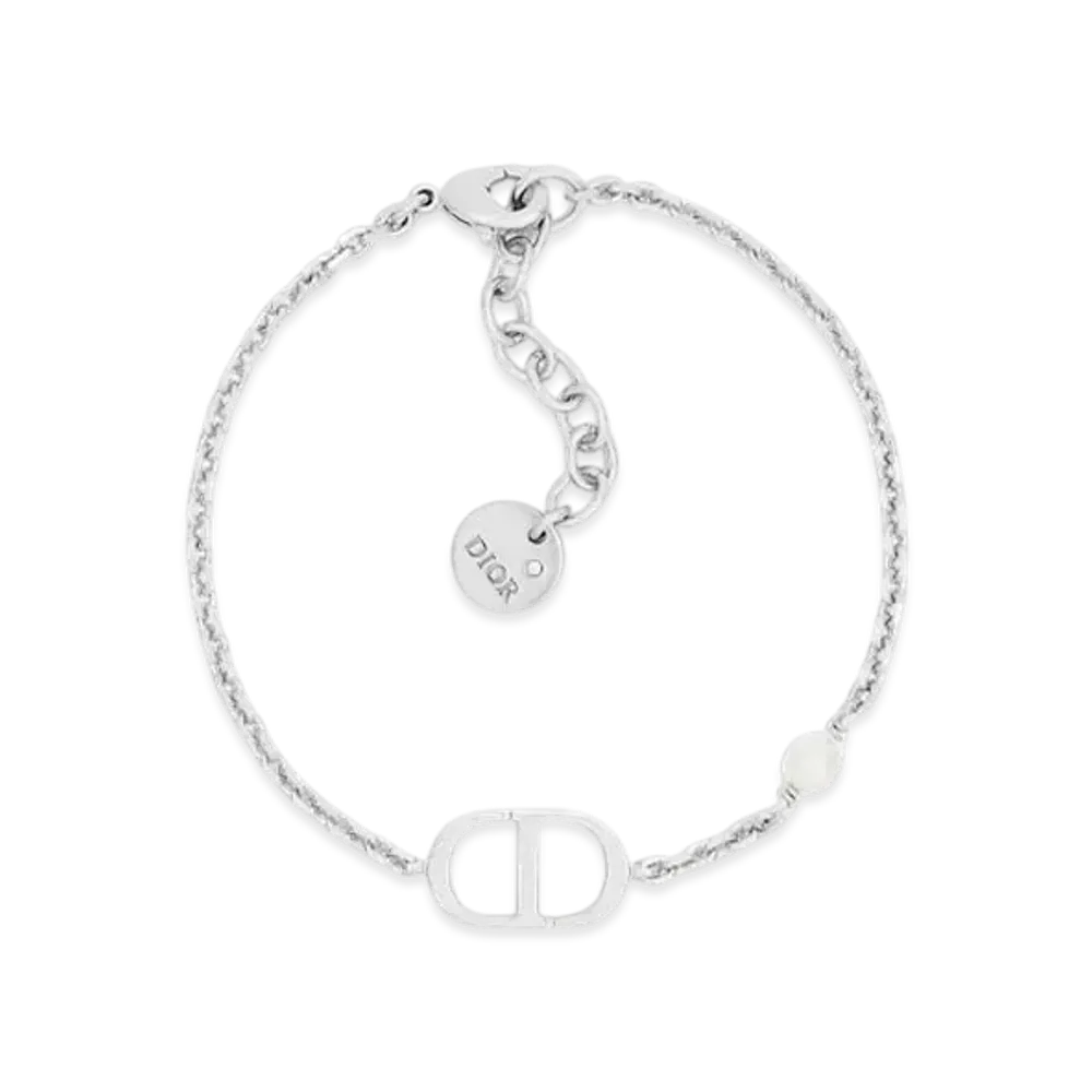 Dior Petit CD Bracelet Metal and Resin Pearl "Palladium/White"
