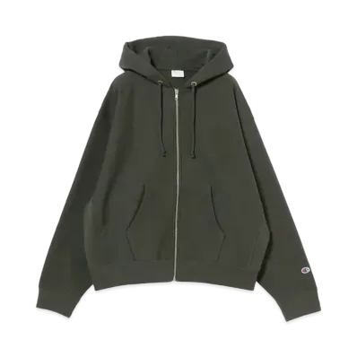 Champion BEAMS Wide Fit Zip Up Hoodie Reverse Weave "Off Black"