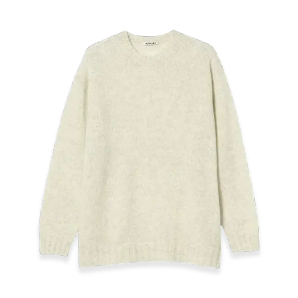 AURALEE Shetland Wool Cashmere Knit Pullover "Top White"