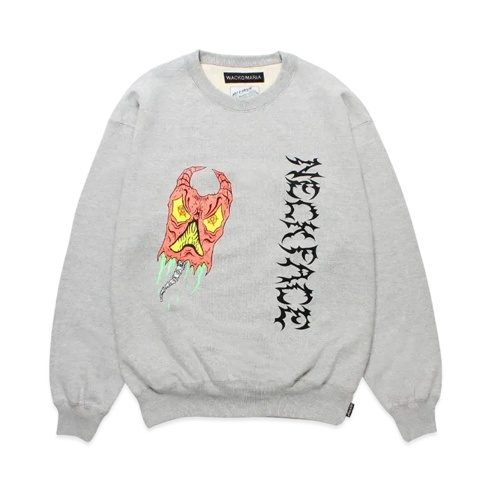 WACKO MARIA x NECKFACE Heavy Weight Crew Neck Sweat Shirt "Gray"