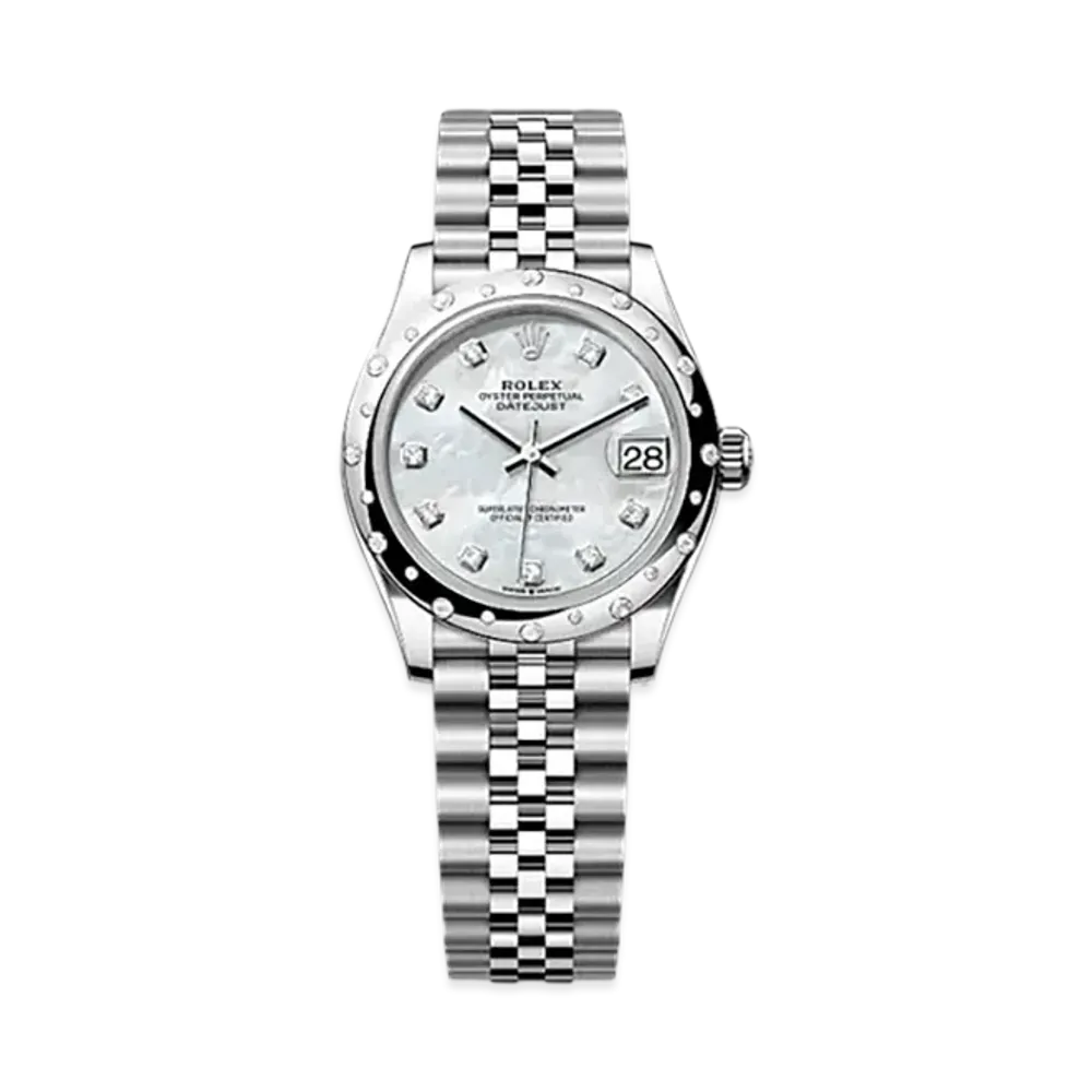ROLEX Datejust 31mm Oystersteel & White Gold Diamond 278344RBR "White Mother-of-Pearl"