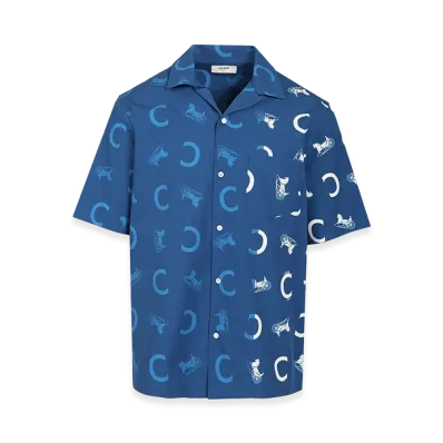CELINE Bowling Shirt Taffeta Cottn Gradient Stripe "Light Blue"